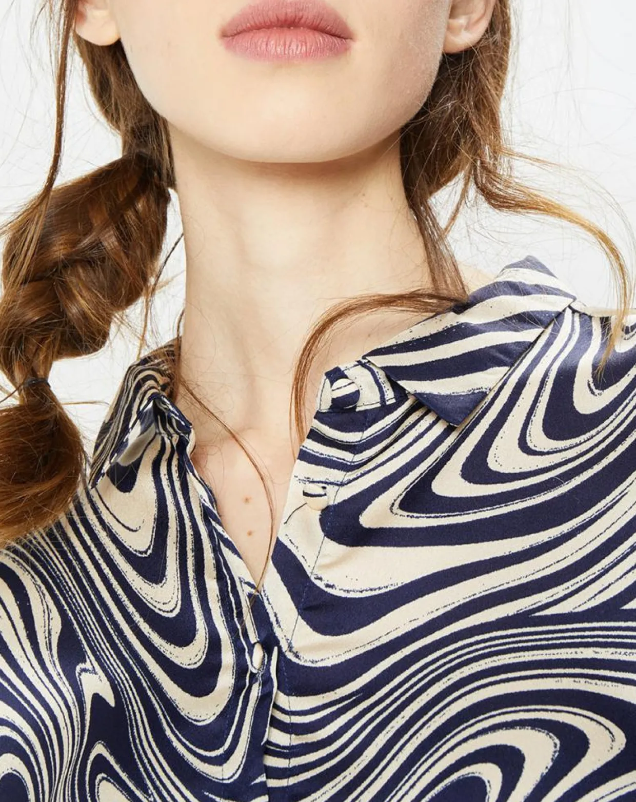 Femme La Petite Etoile Chemises^Chemise satinée & imprimée Laora marine/beige