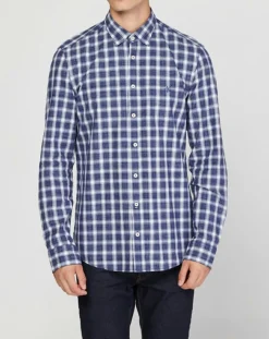 Chemise slim à carreaux bleu/blanc-Marc O'Polo New