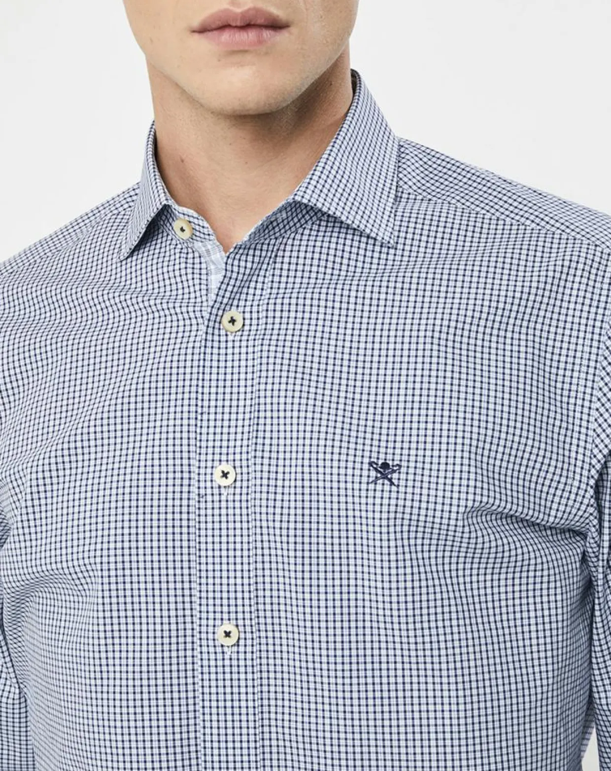 Chemise Slim Fit carreaux bleue-Hackett London New