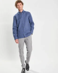 Chemise Slim Fit à carreaux bleue-Hackett London New