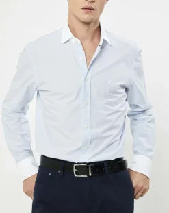 Chemise Slim Fit à fines rayures bleue-Hackett London New