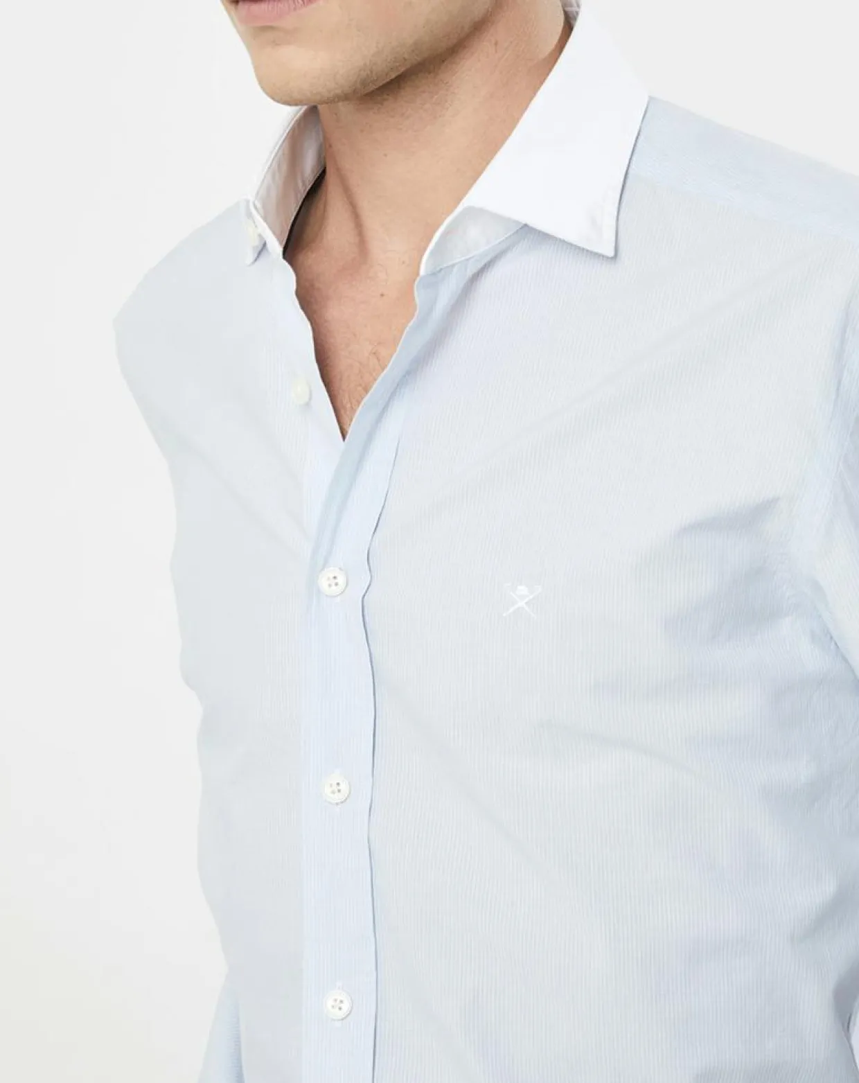Chemise Slim Fit à fines rayures bleue-Hackett London New
