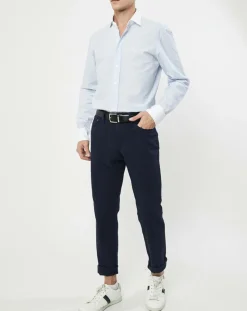 Chemise Slim Fit à fines rayures bleue-Hackett London New