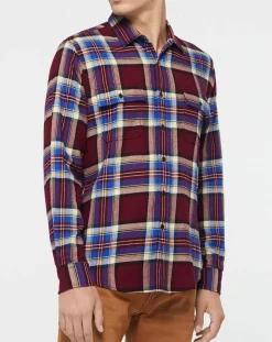Homme Replay Chemises^Chemise Slim Fit à grands carreaux bordeaux/bleu