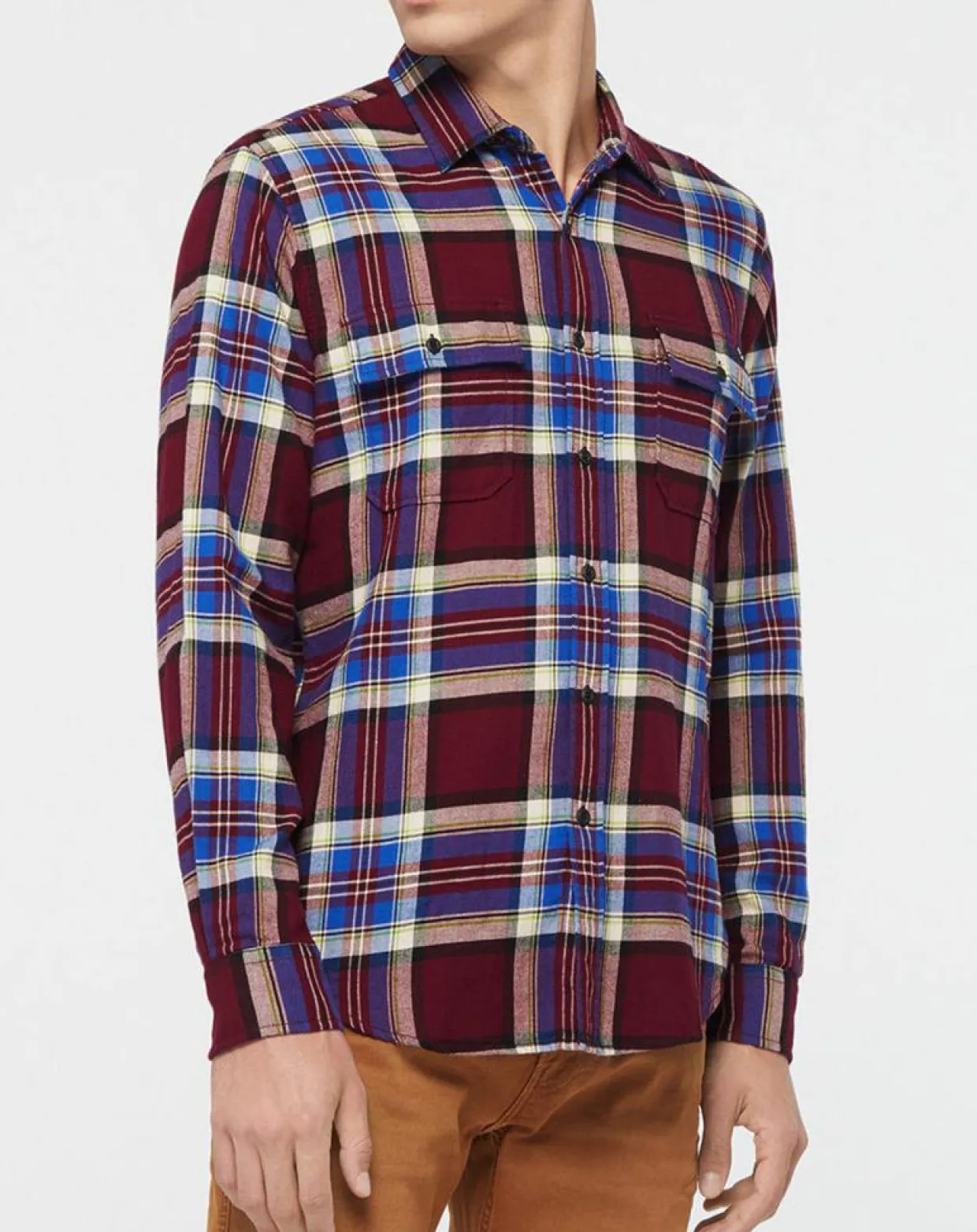 Homme Replay Chemises^Chemise Slim Fit à grands carreaux bordeaux/bleu