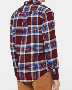 Homme Replay Chemises^Chemise Slim Fit à grands carreaux bordeaux/bleu