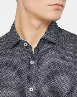 Chemise Slim Fit à imprimé fantaisie bleu foncé-Hackett London Clearance