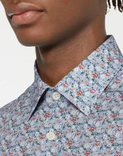 Chemise Slim Fit à imprimé floral bleue-Hackett London