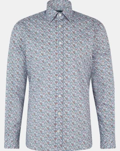 Chemise Slim Fit à imprimé floral bleue-Hackett London