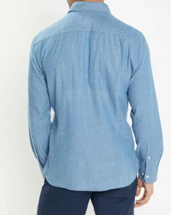 Chemise Slim Fit à imprimé géométrique bleue-Hackett London Discount