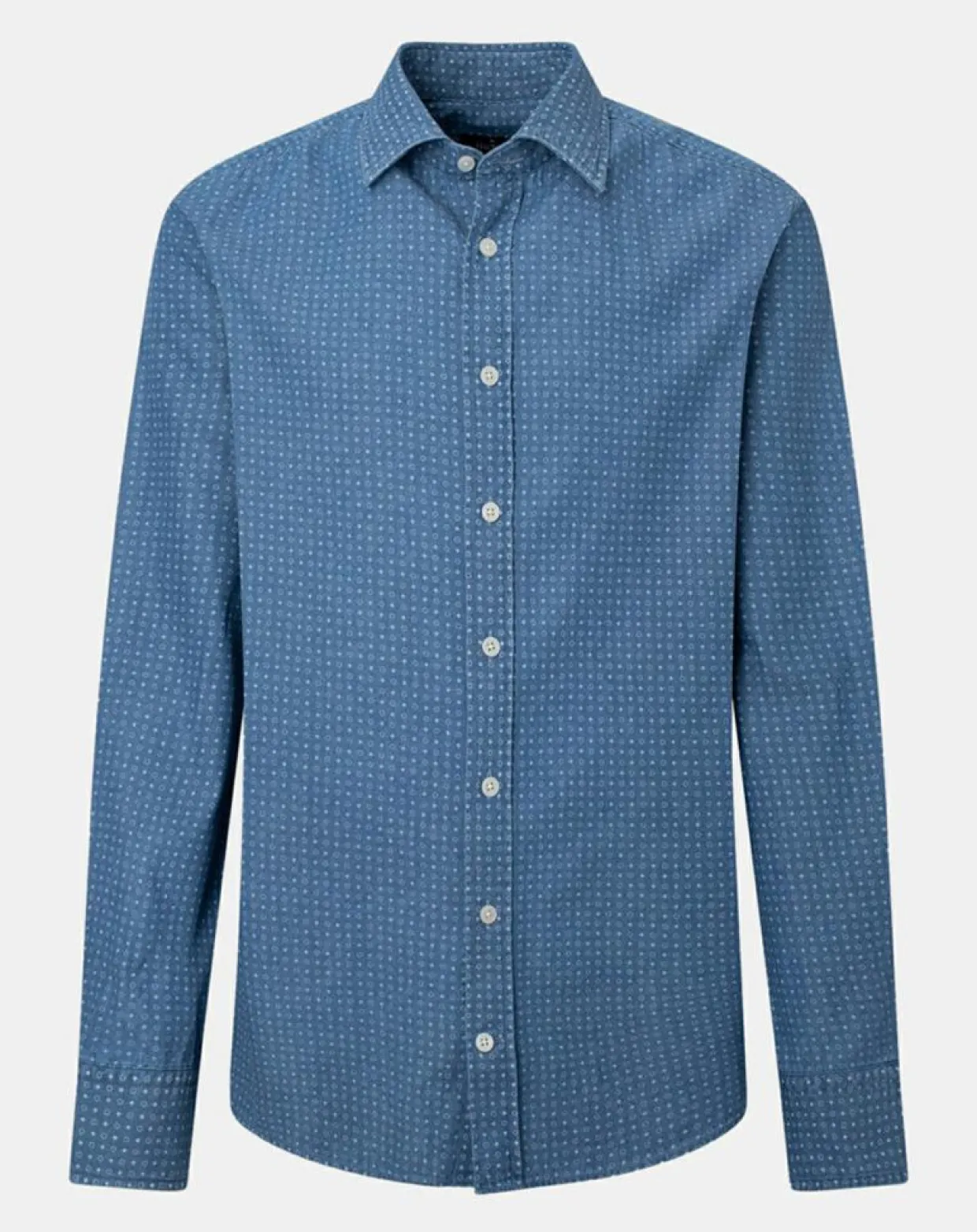Chemise Slim Fit à imprimé géométrique bleue-Hackett London Discount