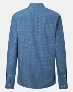 Chemise Slim Fit à imprimé géométrique bleue-Hackett London Discount