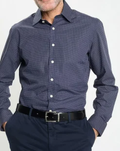 Homme Hackett London Chemises^Chemise Slim Fit à micro imprimé géométrique bleue