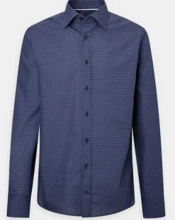 Homme Hackett London Chemises^Chemise Slim Fit à micro imprimé géométrique bleue