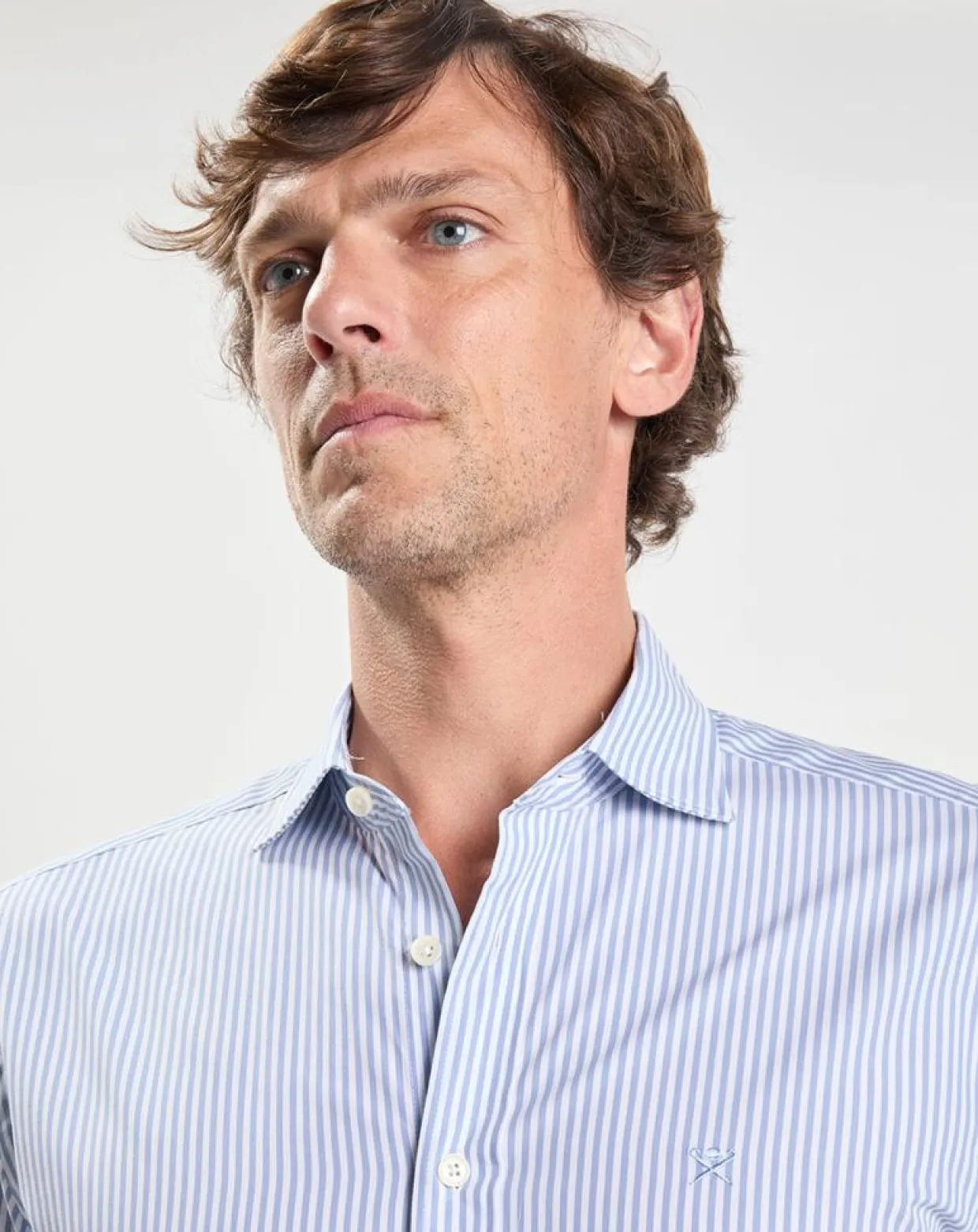Chemise Slim Fit à rayures bleu clair-Hackett London Hot