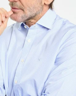 Chemise Slim Fit à rayures Milleraies bleu ciel-Hackett London Clearance