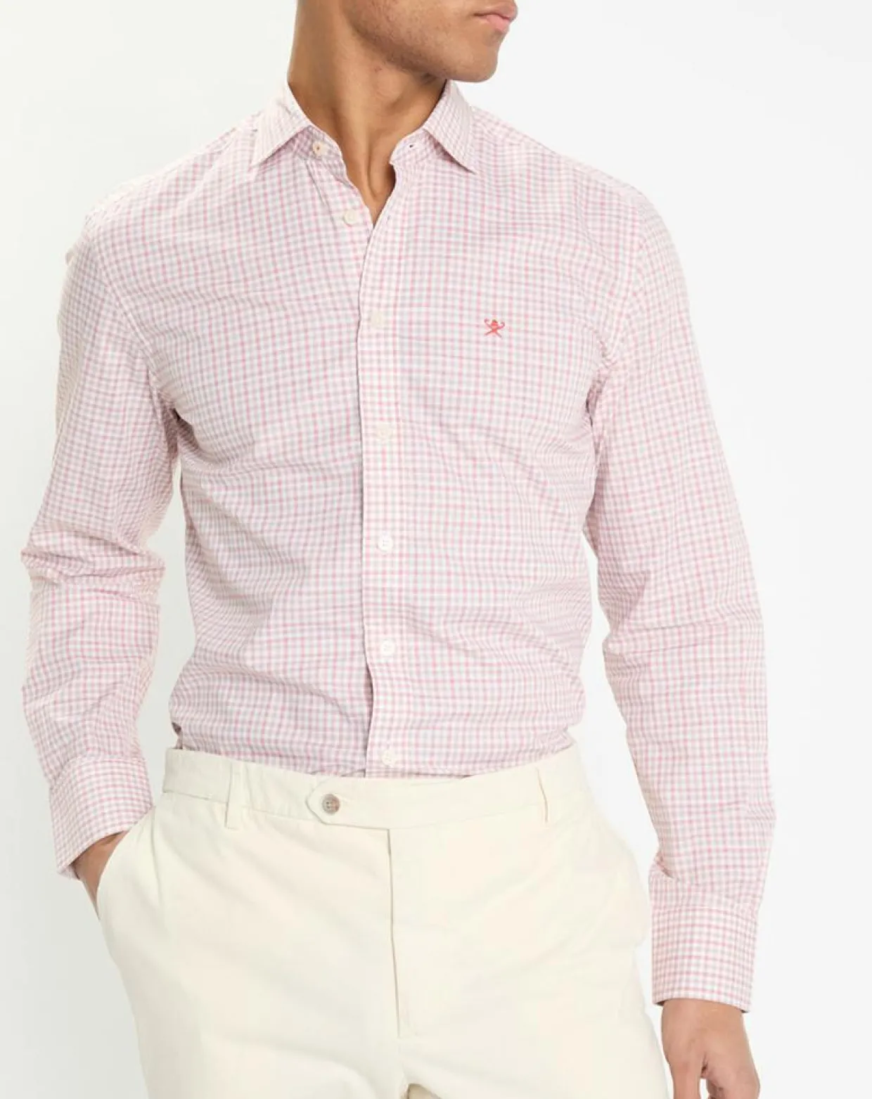 Chemise Slim Fit à vichy tricolore orange moyen-Hackett London Discount