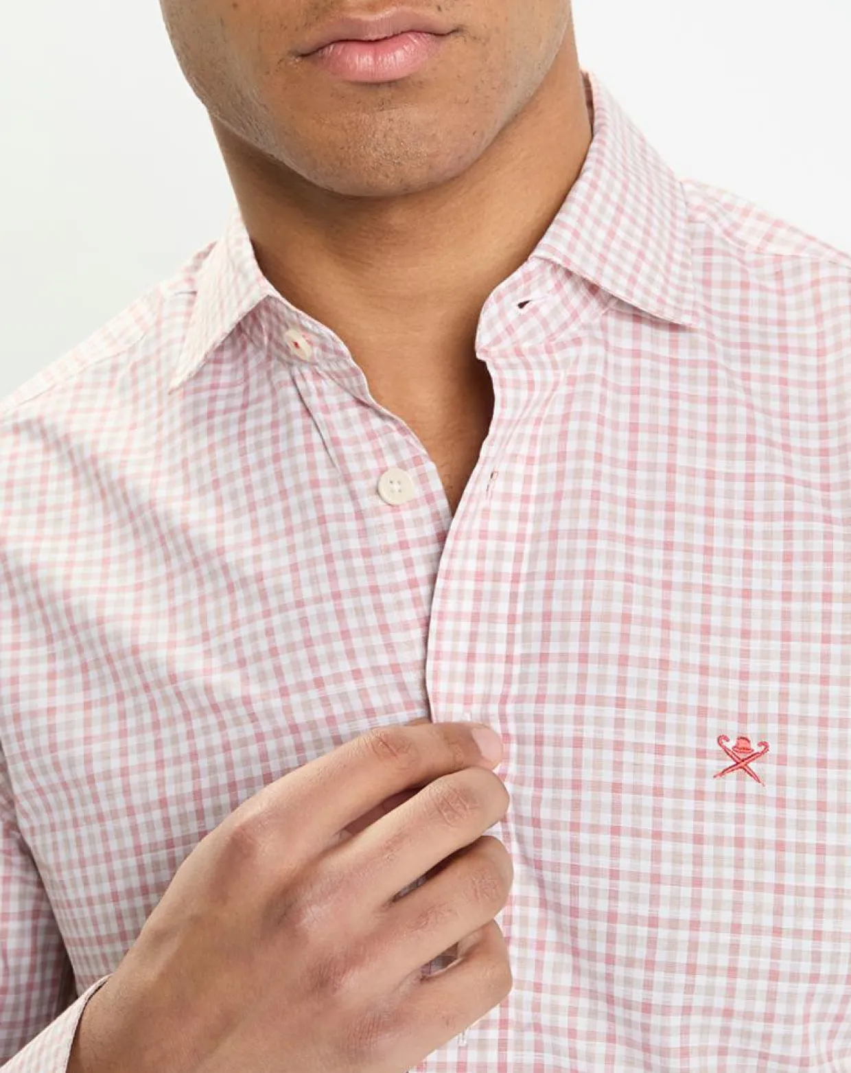 Chemise Slim Fit à vichy tricolore orange moyen-Hackett London Discount