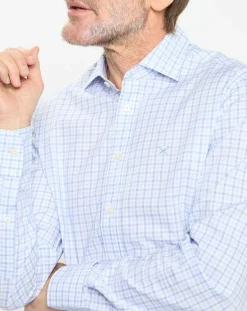 Chemise Slim Fit à vichy tricolore bleu ciel-Hackett London New