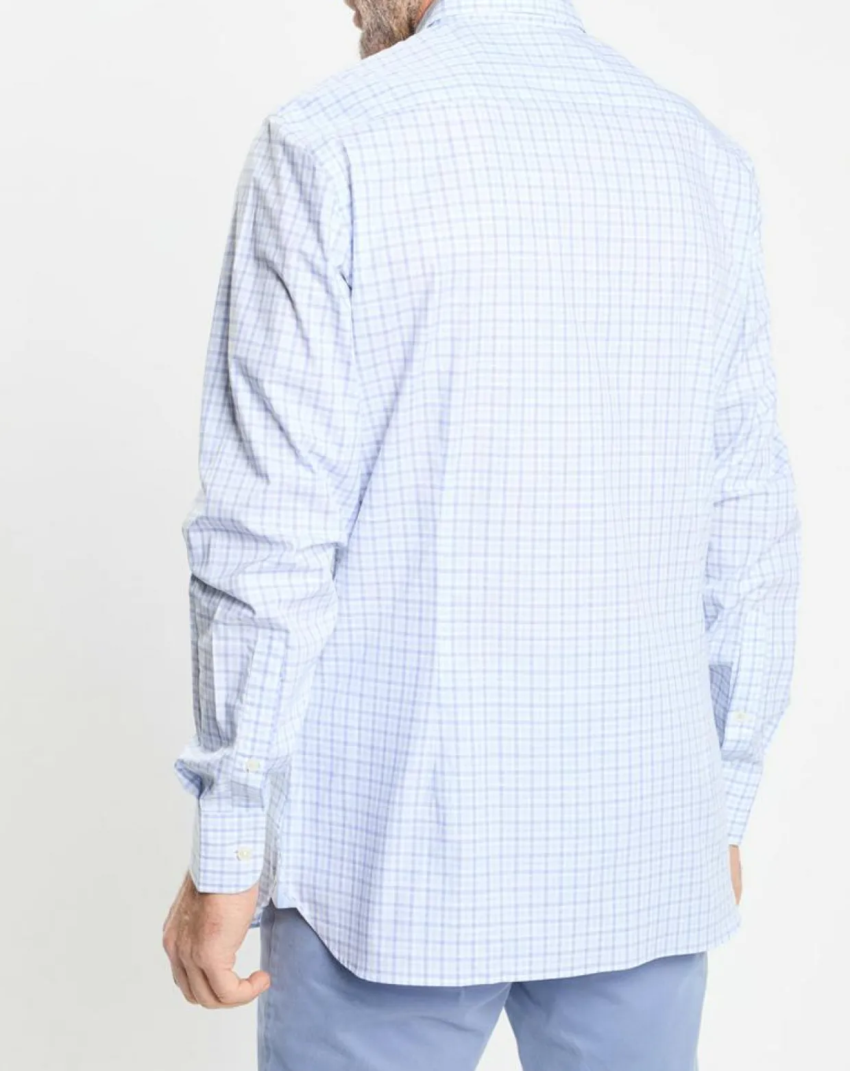 Chemise Slim Fit à vichy tricolore bleu ciel-Hackett London New