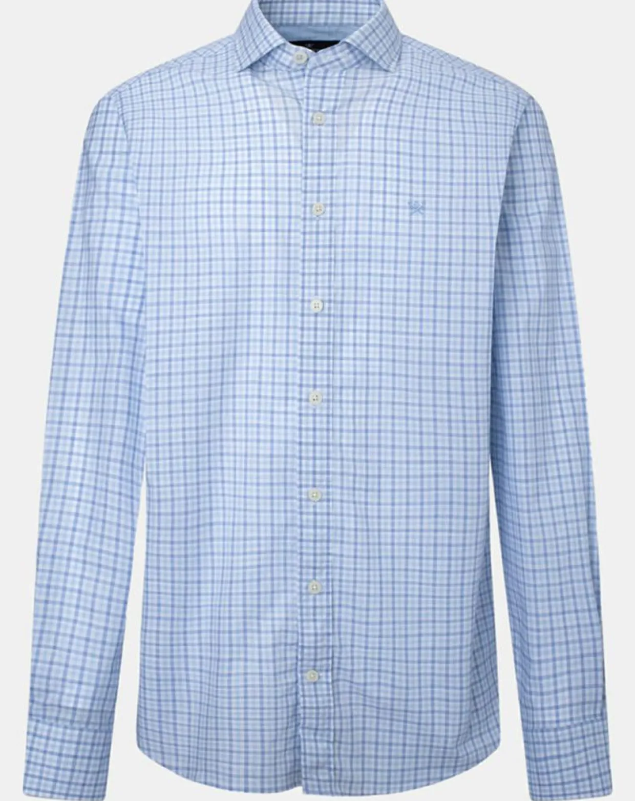 Chemise Slim Fit à vichy tricolore bleu ciel-Hackett London New