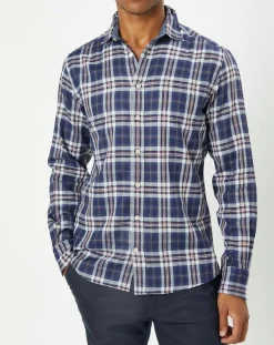 Homme Hackett London Chemises^Chemise Slim Fit Dark à carreaux bleue