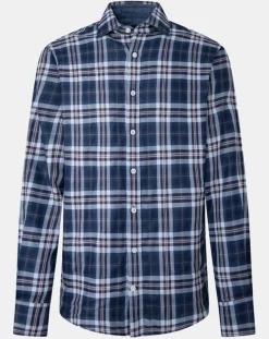 Homme Hackett London Chemises^Chemise Slim Fit Dark à carreaux bleue