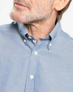 Chemise Slim Fit effet denim bleue-Hackett London Sale