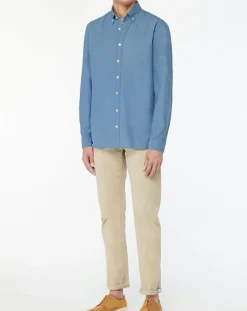 Homme Hackett London Chemises^Chemise Slim Fit en Denim bleue