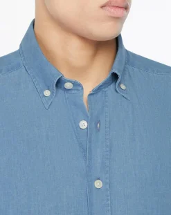 Homme Hackett London Chemises^Chemise Slim Fit en Denim bleue