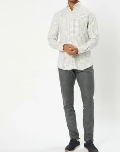 Chemise Slim Fit en Flanelle à carreaux écru/rouge/bleu-Hackett London Clearance