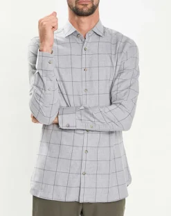 Chemise Slim Fit en Flanelle à carreaux gris clair-Hackett London Clearance