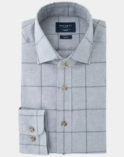 Chemise Slim Fit en Flanelle à carreaux gris clair-Hackett London Clearance