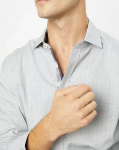 Chemise Slim Fit en Flanelle Chevron gris clair-Hackett London Sale