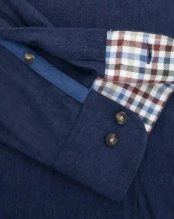 Homme Hackett London Chemises^Chemise Slim Fit en Flanelle unie bleu moyen