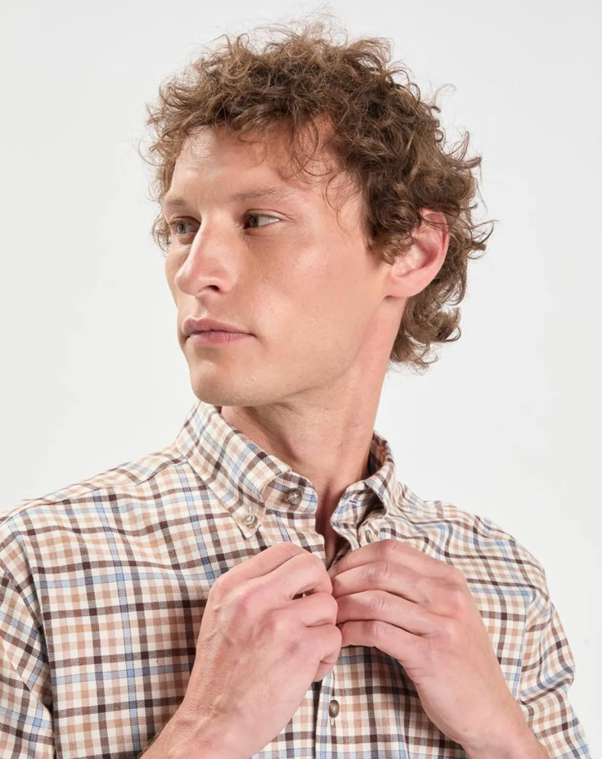 Chemise Slim Fit en Flanelle Vichy beige/multicolore-Hackett London Online