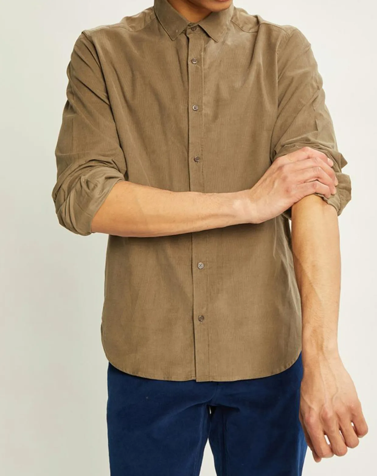 Homme Cyrillus Chemises^Chemise slim fit en Velours milleraies kaki