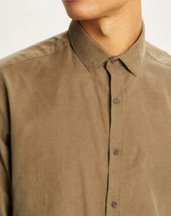 Homme Cyrillus Chemises^Chemise slim fit en Velours milleraies kaki