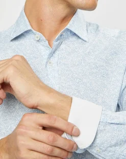 Chemise Slim Fit Imprimé en allover bleu clair-Hackett London Sale
