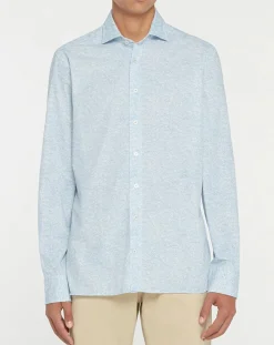 Chemise Slim Fit Imprimé en allover bleu clair-Hackett London Sale