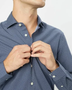 Chemise Slim Fit imprimée bleu foncé-Hackett London New