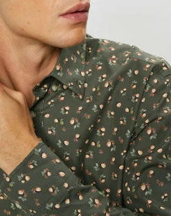 Chemise Slim Fit imprimée kaki-Hackett London Sale