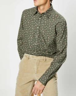Chemise Slim Fit imprimée kaki-Hackett London Sale