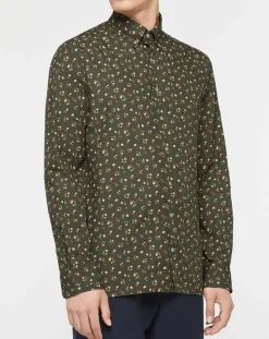 Chemise Slim Fit imprimée kaki-Hackett London Sale