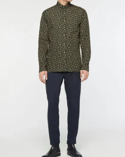 Chemise Slim Fit imprimée kaki-Hackett London Sale