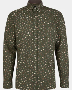 Chemise Slim Fit imprimée kaki-Hackett London Sale