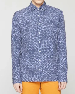 Chemise Slim Fit imprimée bleu foncé-Hackett London Outlet