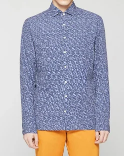 Chemise Slim Fit imprimée bleu foncé-Hackett London Outlet