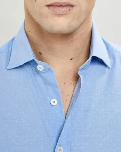 Chemise Slim Fit micro imprimé bleu ciel-Hackett London Sale