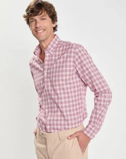 Chemise Slim Fit Oxford à carreaux rouge-Hackett London